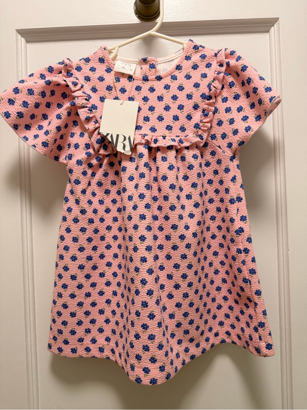 Zara Pink Floral Textured Toddler Dress